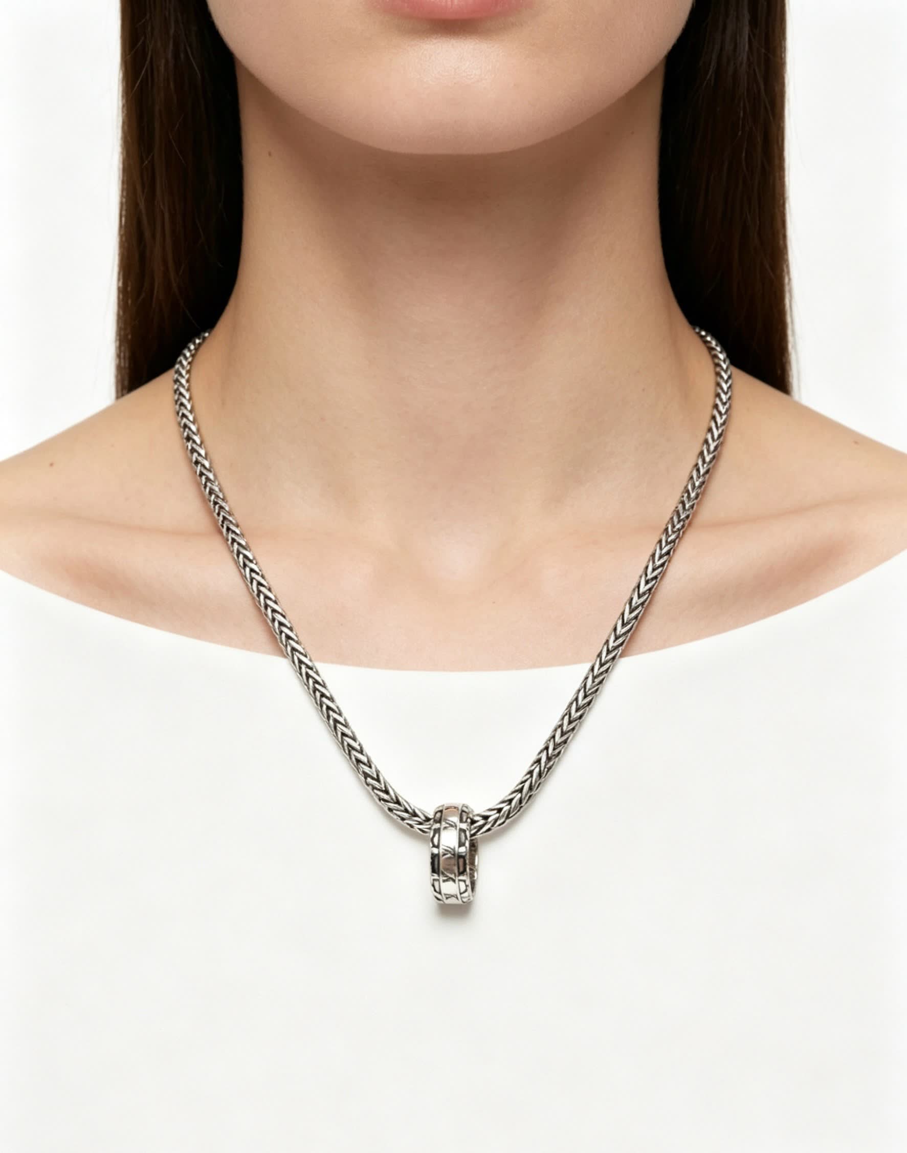 Louis Vuitton Silver Chain Necklace with Beaded Clasp